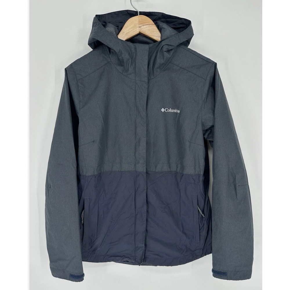 COLUMBIA Hooded Water Resistant Jacket All weather Womens Small Blue